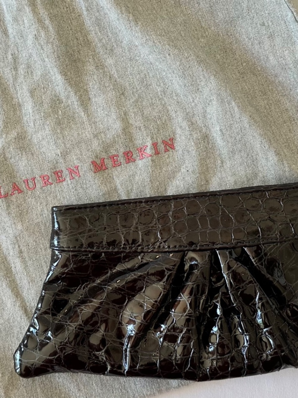 Lauren Merkin Patent Leather Hinged Louise Clutch
